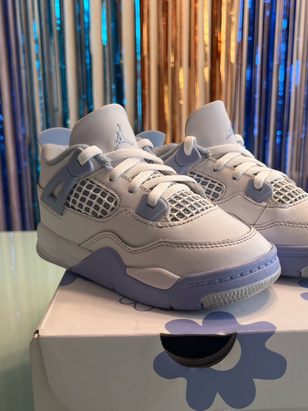 Nike Air Jordan 4 Retro TD White Aluminum Blue Tint Toddler Size 10C OG Box